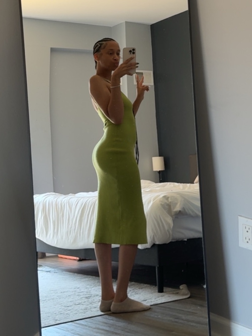 Windsor Lime Green Ribbed Tank Mini Dress - Picture 4 of 4